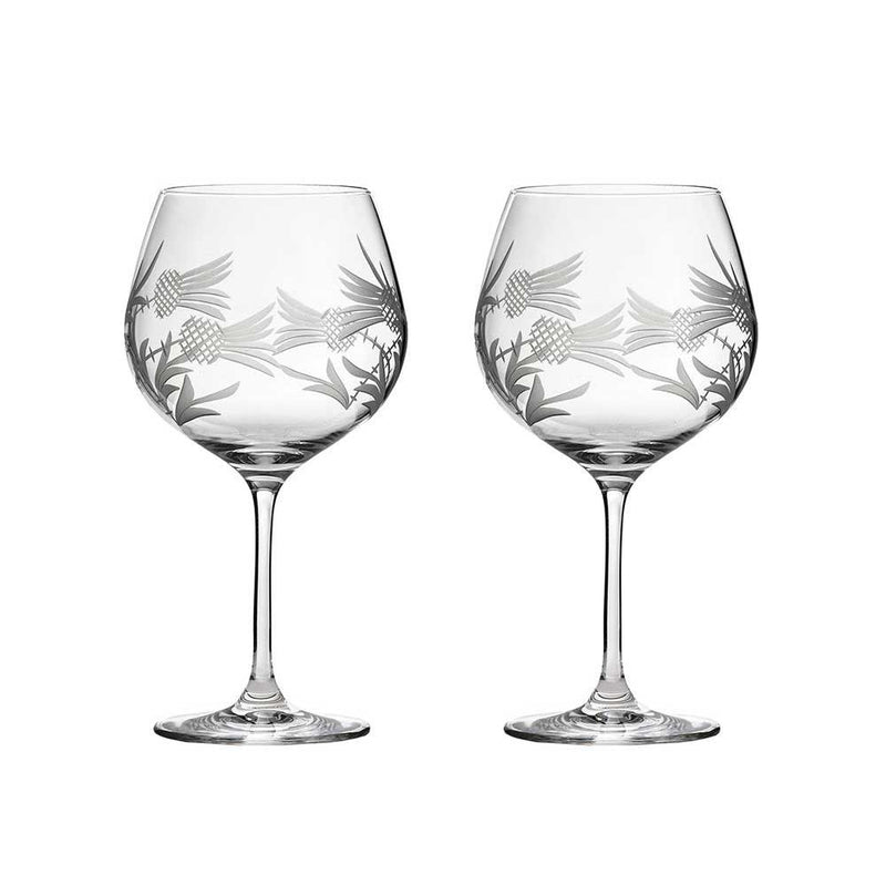 Royal Scot Crystal Flower of Scotland 2 Gin & Tonic Copa Glasses