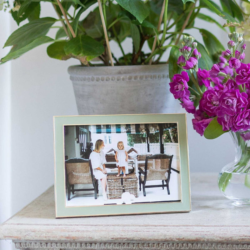Addison Ross Enamel Sage Green & Silver Photo Frame