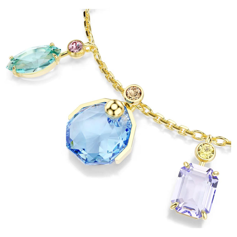 Swarovski Gema bracelet, Mixed cuts, Dangling crystals, Multicoloured, Gold-tone plated