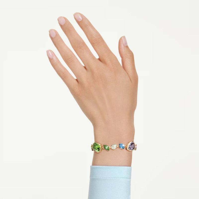 Swarovski Gema bracelet, Mixed cuts, Multicoloured, Gold-tone plated