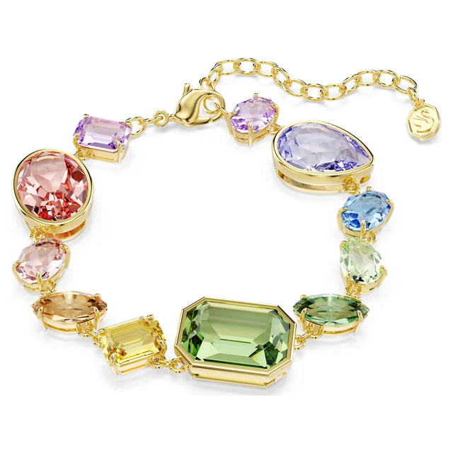 Swarovski Gema bracelet, Mixed cuts, Multicoloured, Gold-tone plated