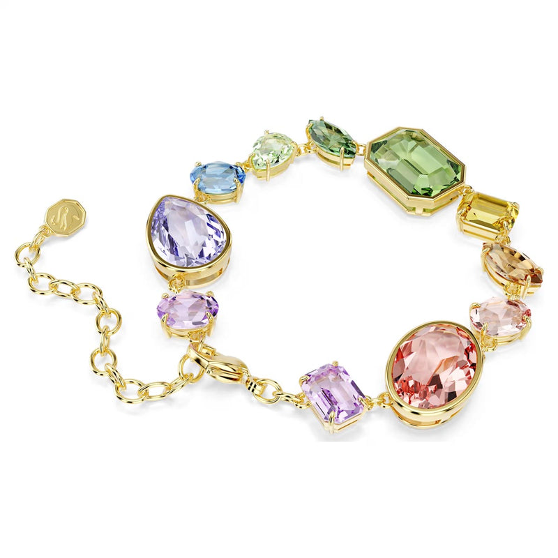 Swarovski Gema bracelet, Mixed cuts, Multicoloured, Gold-tone plated
