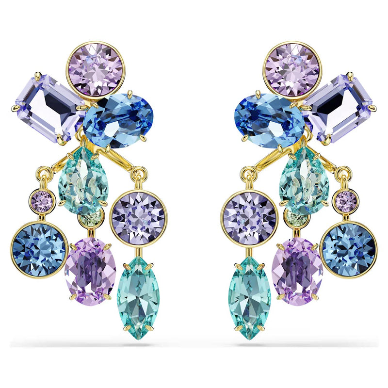 Swarovski Gema earring jackets, Mixed cuts, Multicoloured, Gold-tone plated