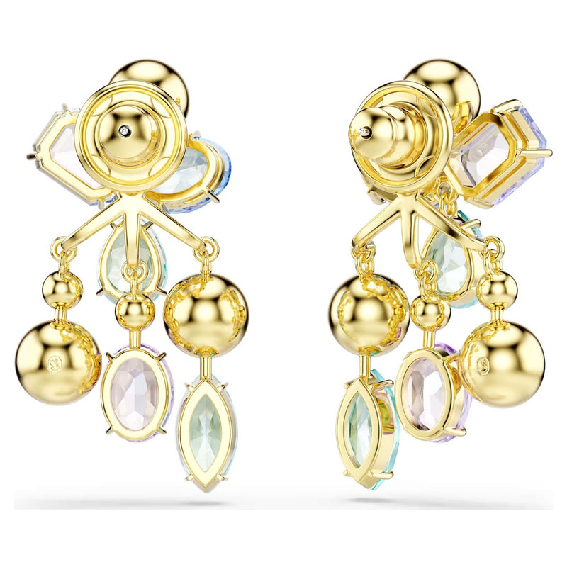 Swarovski Gema earring jackets, Mixed cuts, Multicoloured, Gold-tone plated