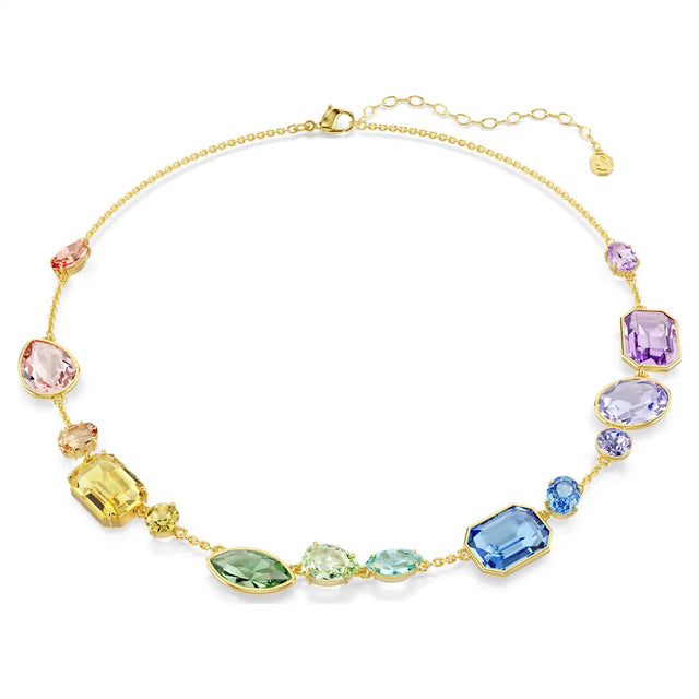 Swarovski Gema necklace, Mixed cuts, Multicoloured, Gold-tone plated