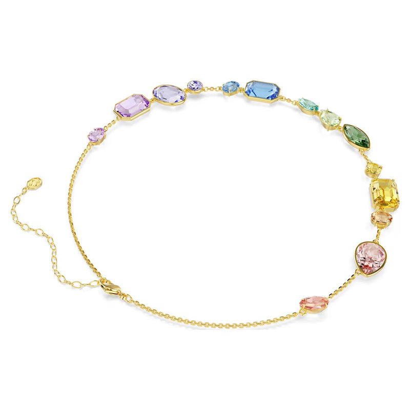 Swarovski Gema necklace, Mixed cuts, Multicoloured, Gold-tone plated