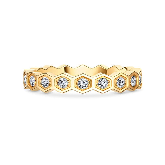 Amori Hex Ring, Gold, Size 6