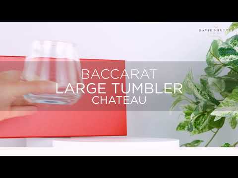 Baccarat Chateau Baccarat Large Tumbler with Baccarat Chateau Baccarat Tumbler box and plant in the background