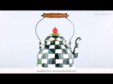 Mackenzie-Childs Courtly Check Enamel 2 Quart Tea Kettle