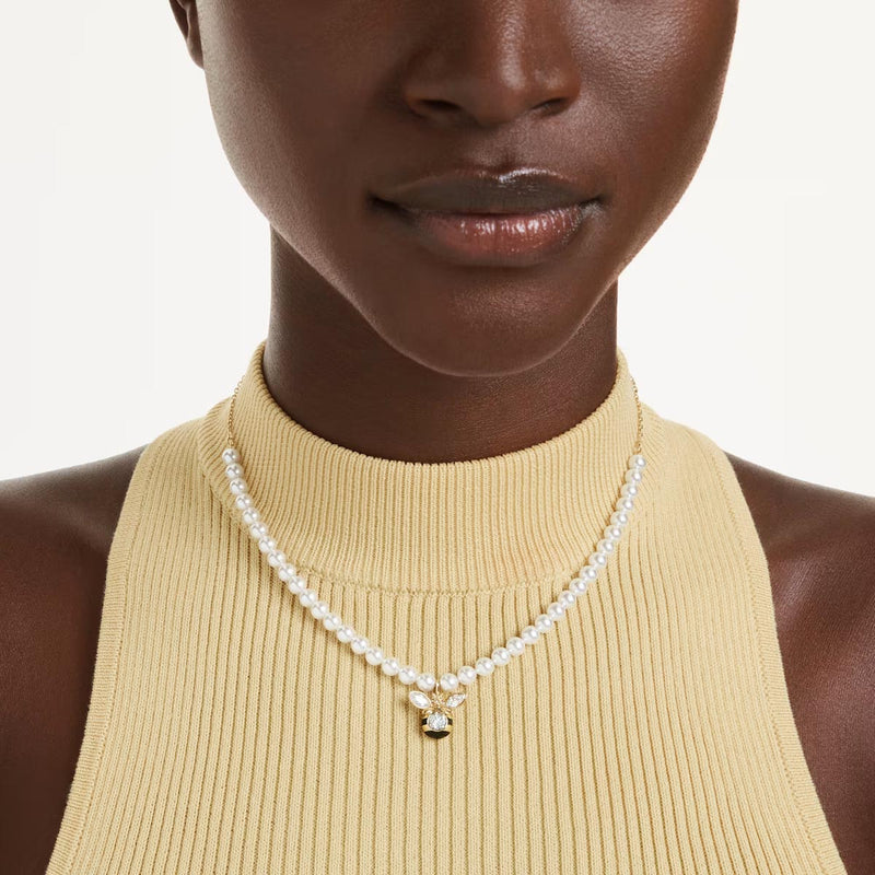 Swarovski Idyllia charm, Mixed cuts, Bee, Multicoloured, Gold-tone plated