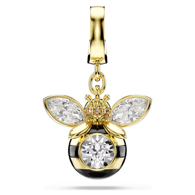 Swarovski Idyllia charm, Mixed cuts, Bee, Multicoloured, Gold-tone plated