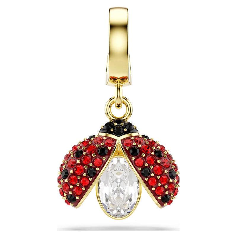 Swarovski Idyllia charm, Mixed cuts, Ladybird, Red, Gold-tone plated