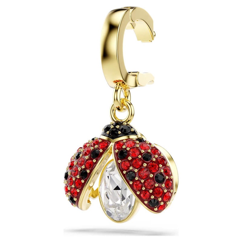 Swarovski Idyllia charm, Mixed cuts, Ladybird, Red, Gold-tone plated