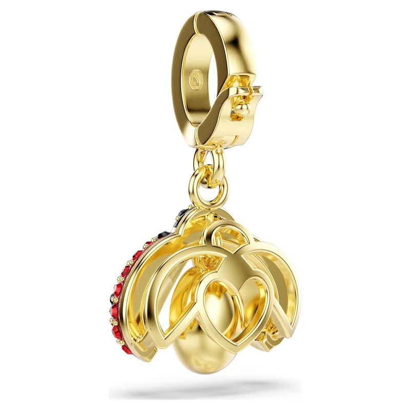 Swarovski Idyllia charm, Mixed cuts, Ladybird, Red, Gold-tone plated