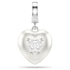 Swarovski Idyllia charm, Mixed cuts, Pearl-coloured coating, Heart, White, Rhodium plated