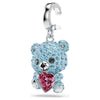 Swarovski Idyllia charm, Mixed cuts, Teddy, Blue, Rhodium plated
