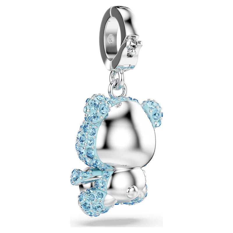 Swarovski Idyllia charm, Mixed cuts, Teddy, Blue, Rhodium plated