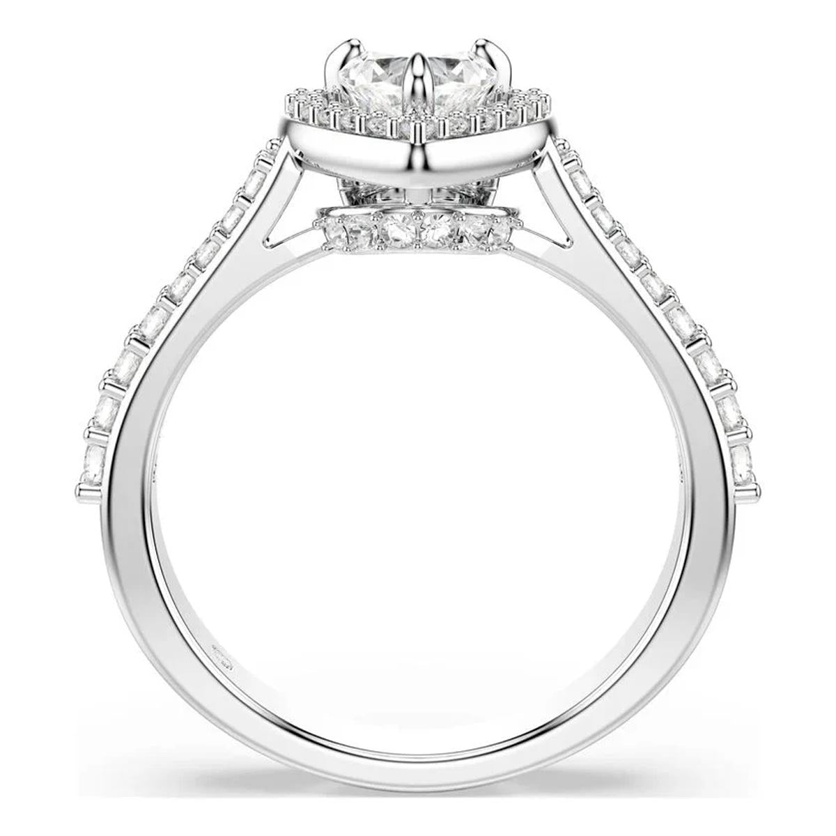Swarovski Una Angelic motif ring, Mixed cuts, Heart, White, Rhodium ...