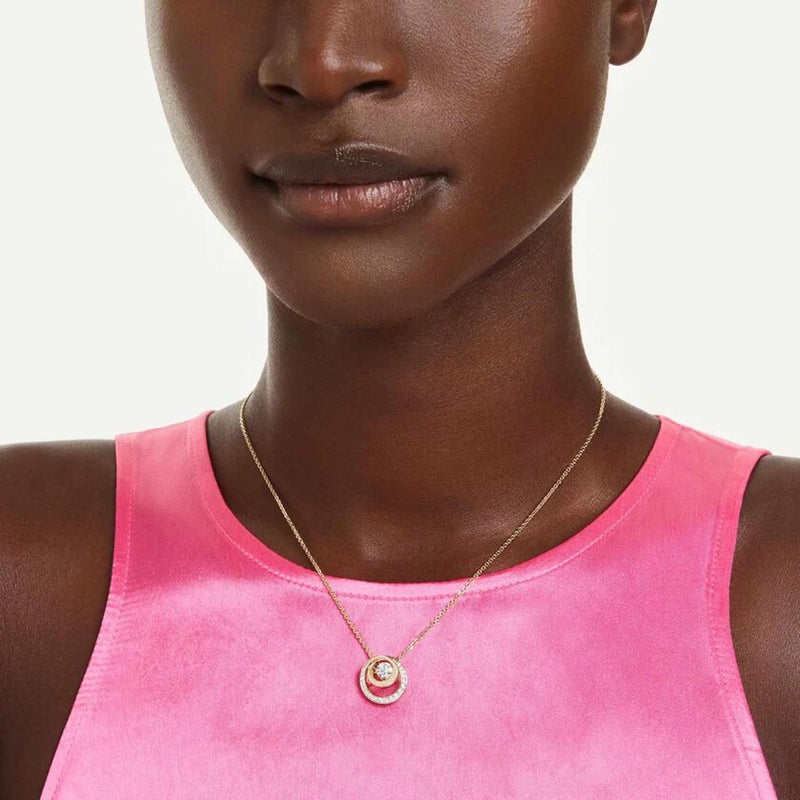 Swarovski Hyperbola pendant, Round cut, White, Gold-tone plated