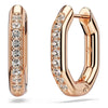 Swarovski Dextera hoop earrings, Octagon shape, Round cut, Small, White, Rose gold-tone plated