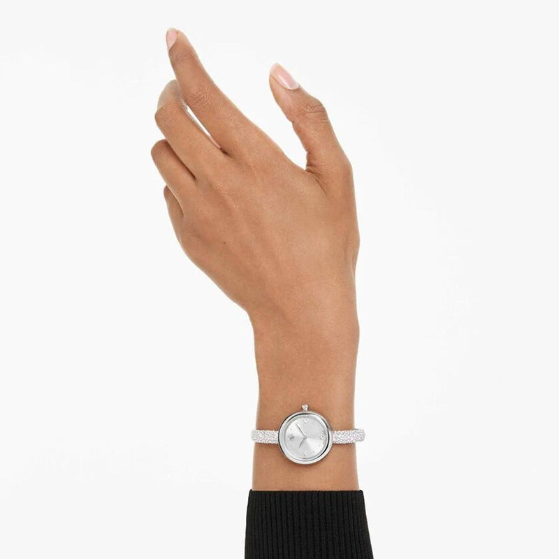 Swarovski Sublima bangle watch, Swiss Made, Metal bracelet, Silver tone, Stainless steel