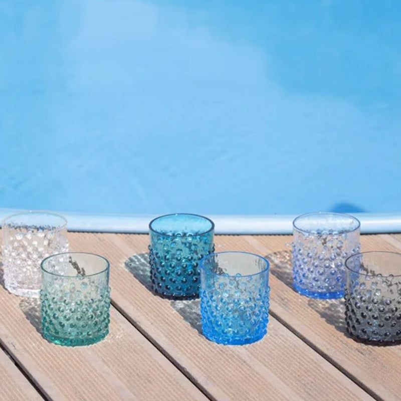 Klimchi Clear Hobnail Whiskey Glasses, Set of 6
