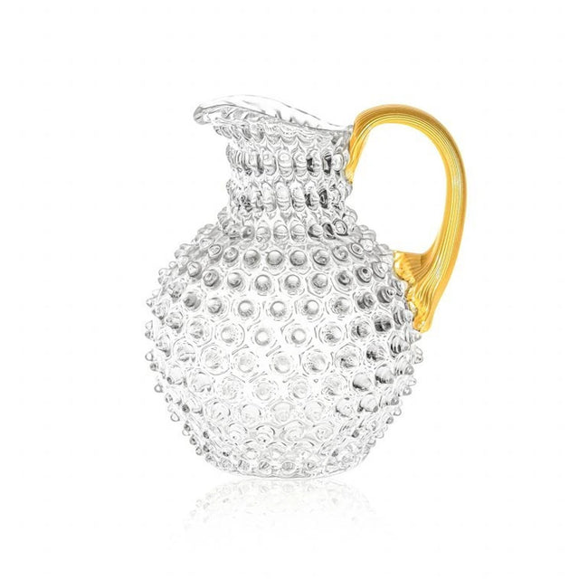 Klimchi Clear Hobnail Large Jug 2L with Gold Handle