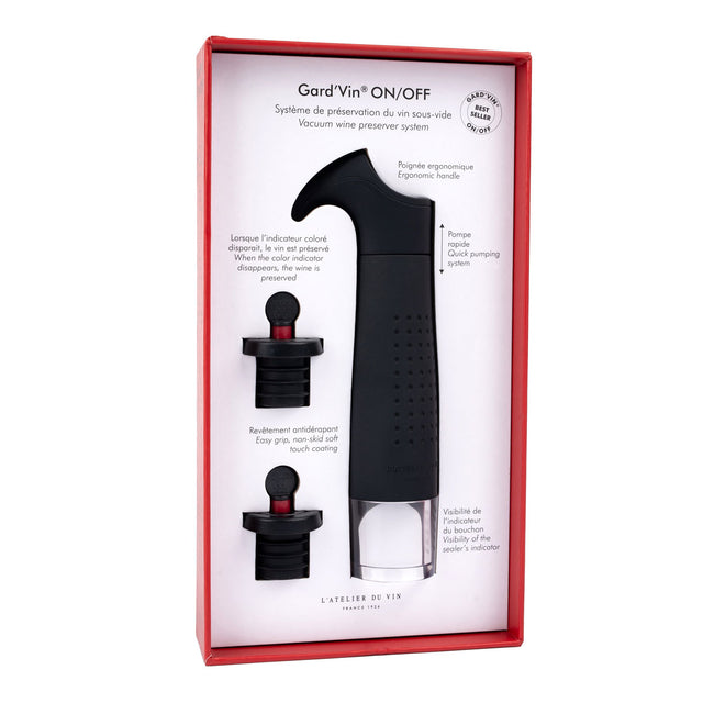 L'Atelier du Vin, Gard'vin, On/Off Black Vacuum Wine Preserver System