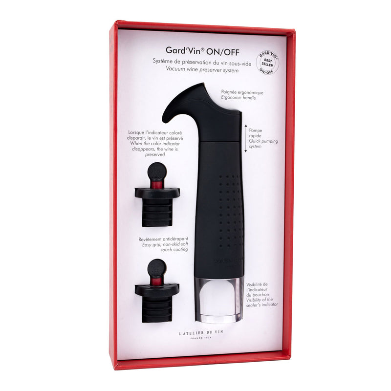 L'Atelier du Vin, Gard'vin, On/Off Black Vacuum Wine Preserver System