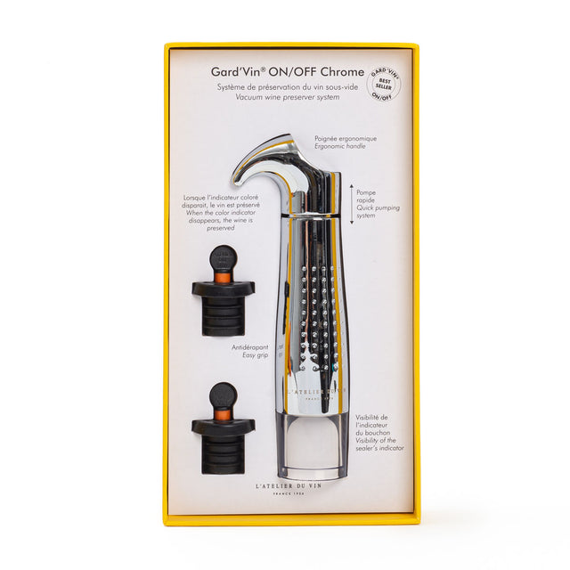 L'Atelier du Vin, Gard'vin, On/Off Chrome Vacuum Wine Preserver System