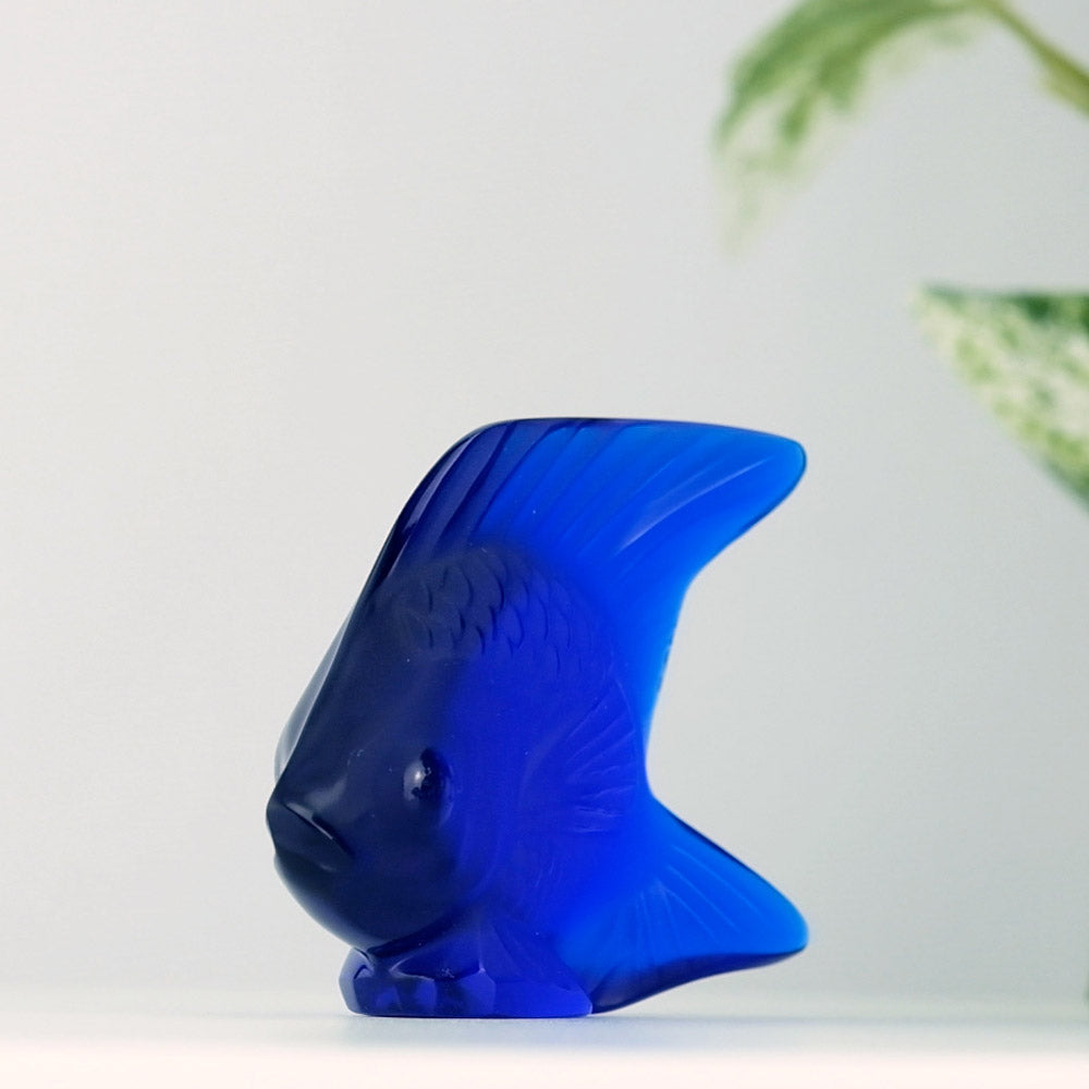 Lalique Fish Sculpture | Cap Ferrat Blue Crystal, 3002100 - David
