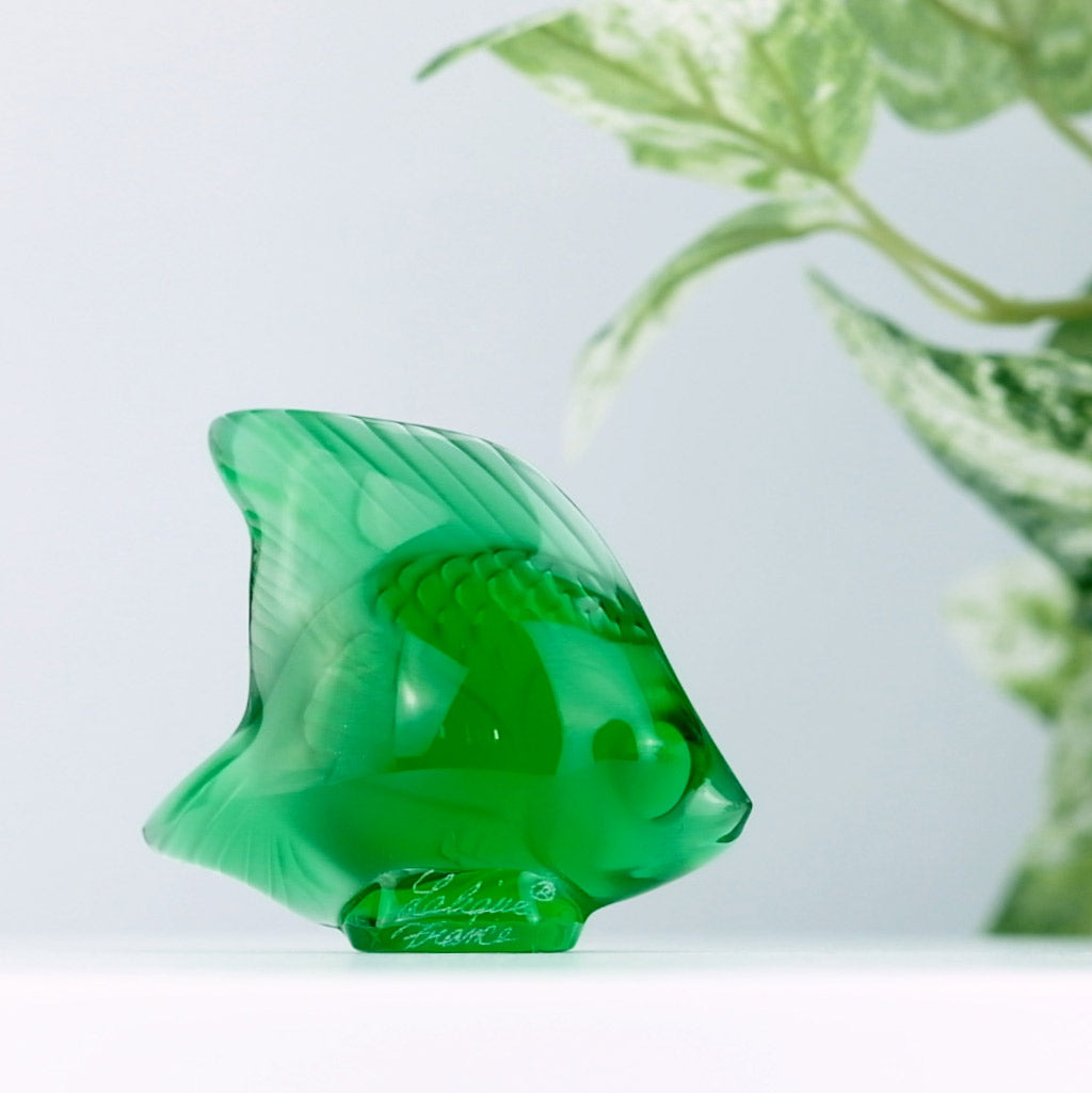 Lalique Emerald Fish Sculpture | Animal Figurines - David Shuttle