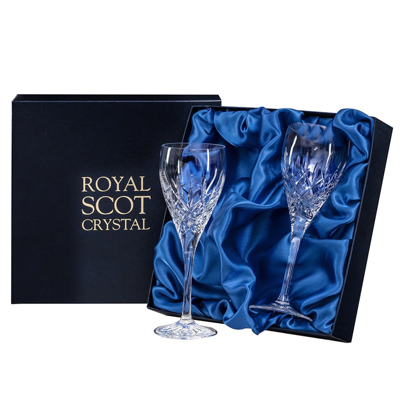 Royal Scot Crystal London 2 Crystal Wine Glasses 218mm (Presentation Boxed)
