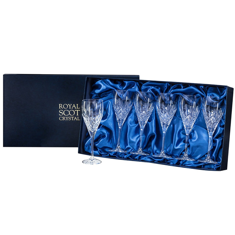 Royal Scot Crystal London 6 Large Crystal Wine Glasses 238mm (Presentation Boxed)
