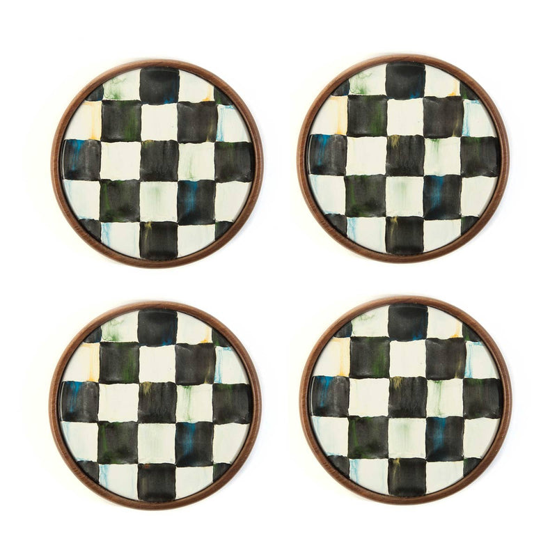 Mackenzie-Childs Courtly Check Circle Coasters, Set of 4