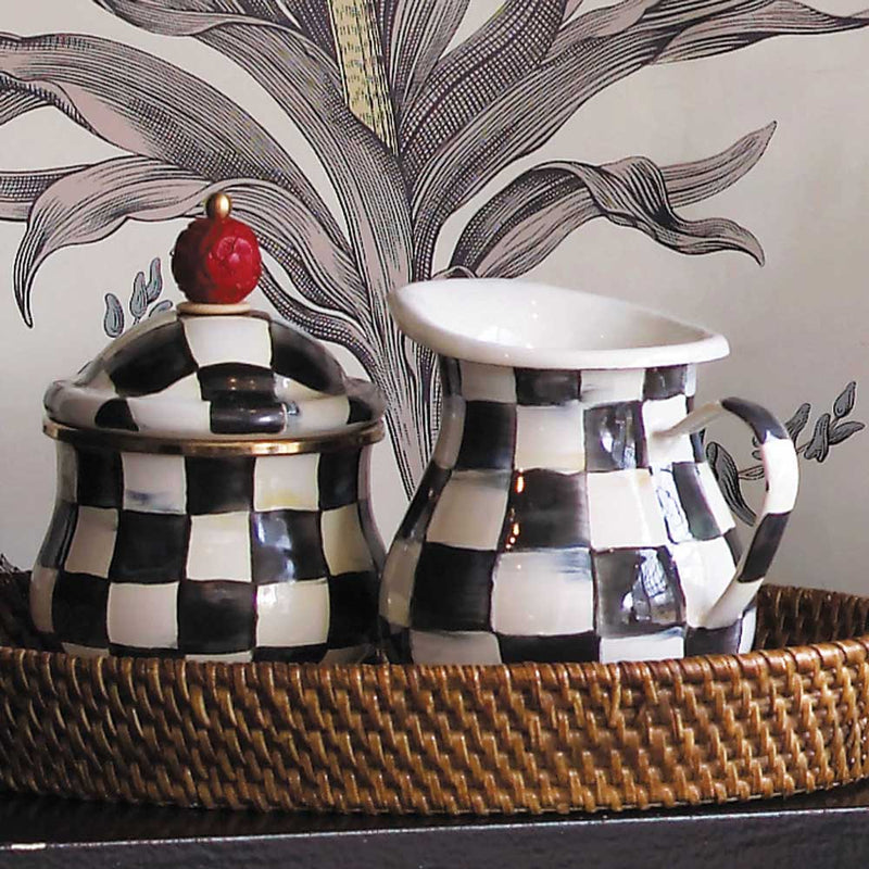 Mackenzie-Childs Courtly Check Creamer with Mackenzie-Childs Courtly Check pot