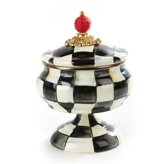 Mackenzie Childs Courtly Check Enamel Curiosity Pot 