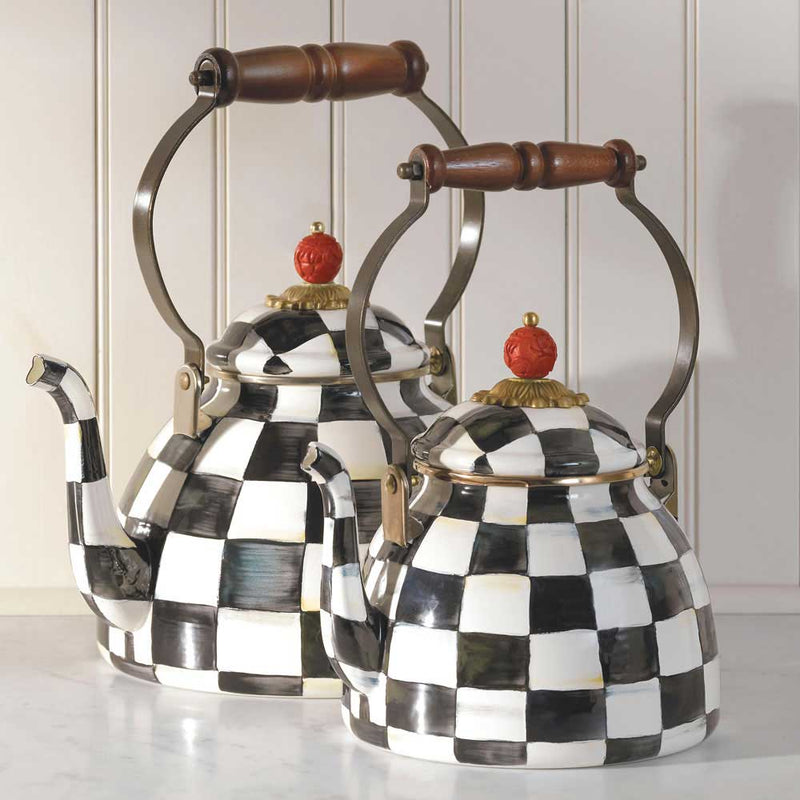 Mackenzie Childs Courtly Check Enamel Tea Kettles