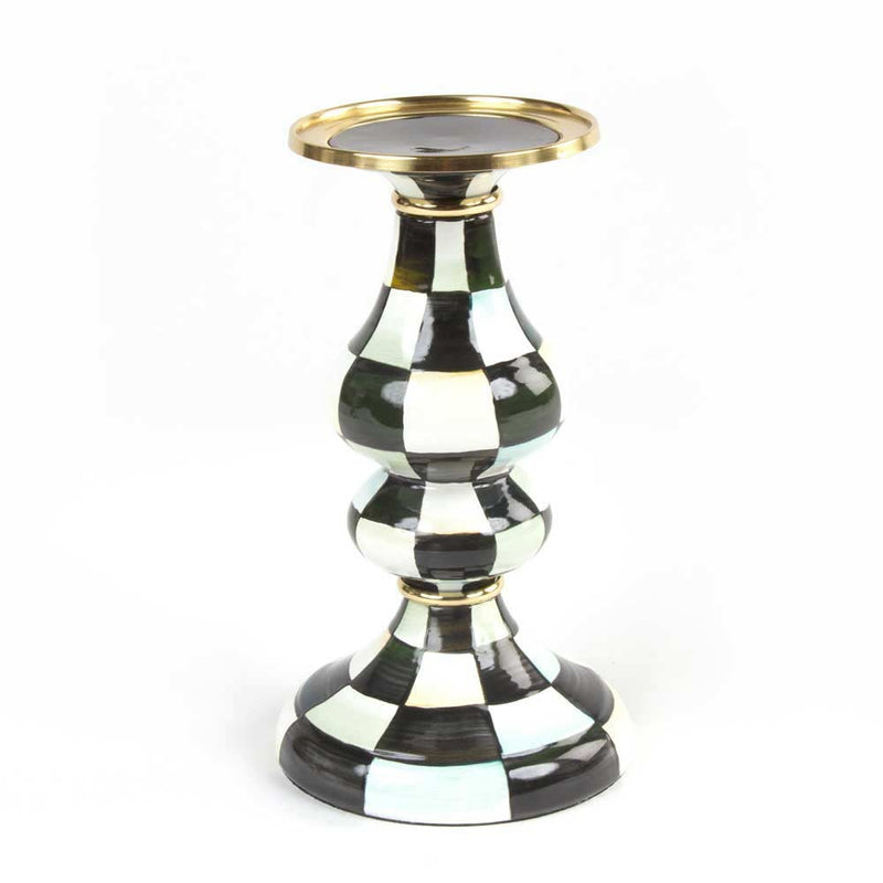 Mackenzie-Childs Courtly Check Enamel Pillar Candlestick in Medium