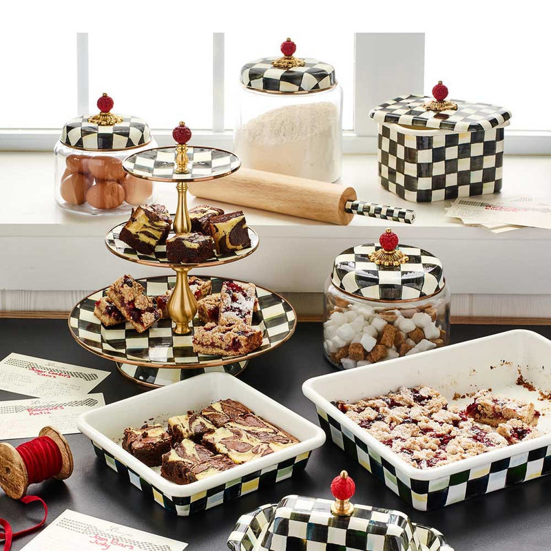 Mackenzie Childs Courtly Check Kitchen Canisters with Mackenzie Childs Courtly Check Baking items