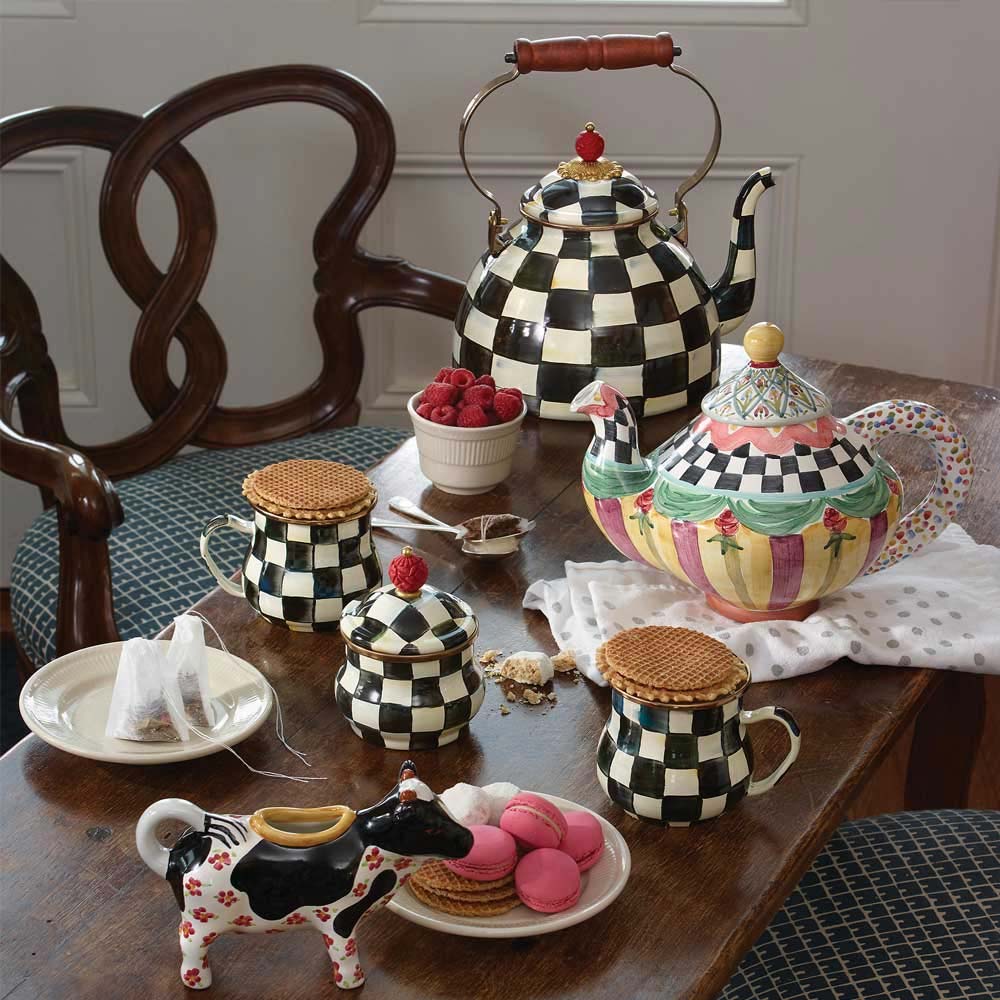 Mackenzie-Childs Courtly Check Enamel Lidded Sugar Bowl - David