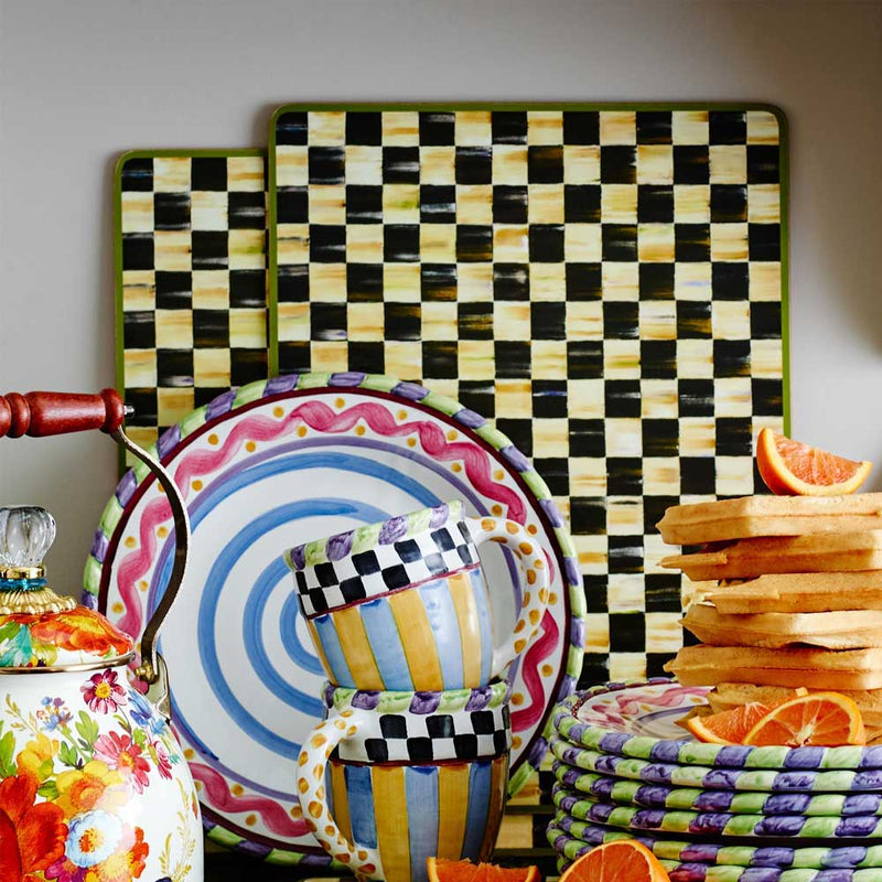 Mackenzie Childs Courtly Check Placemats Set of 4 in a breakfast setting