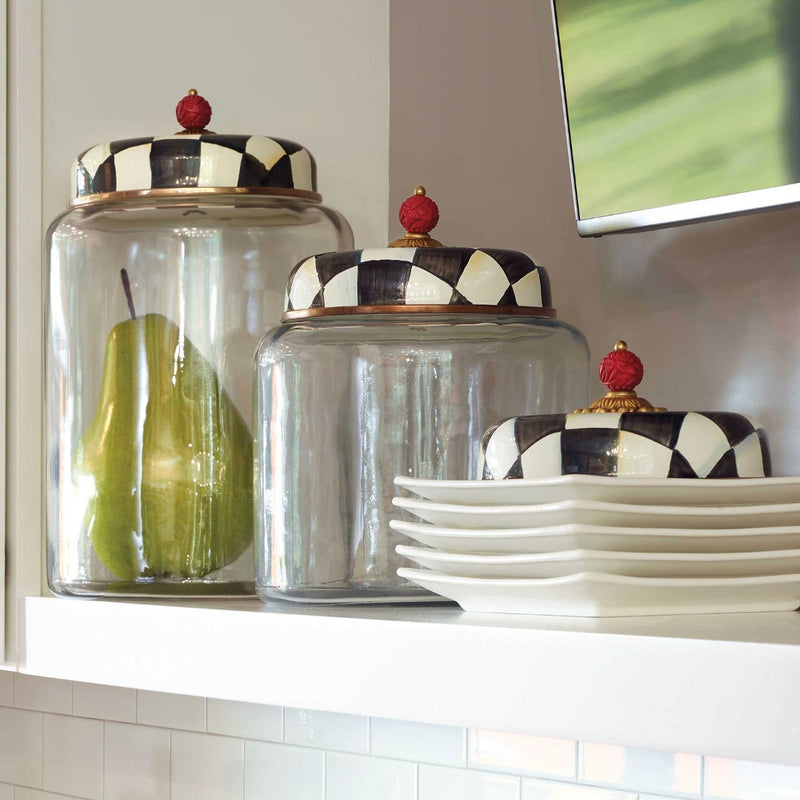 Mackenzie-Childs Courtly Check Storage Canisters in two sizes