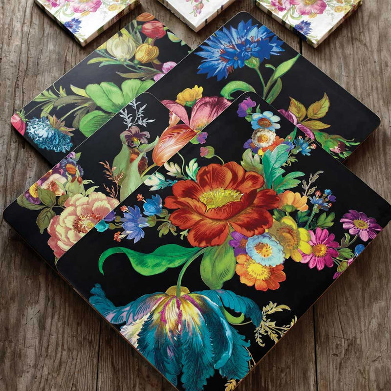 Mackenzie-Childs Flower Market Black Placemats