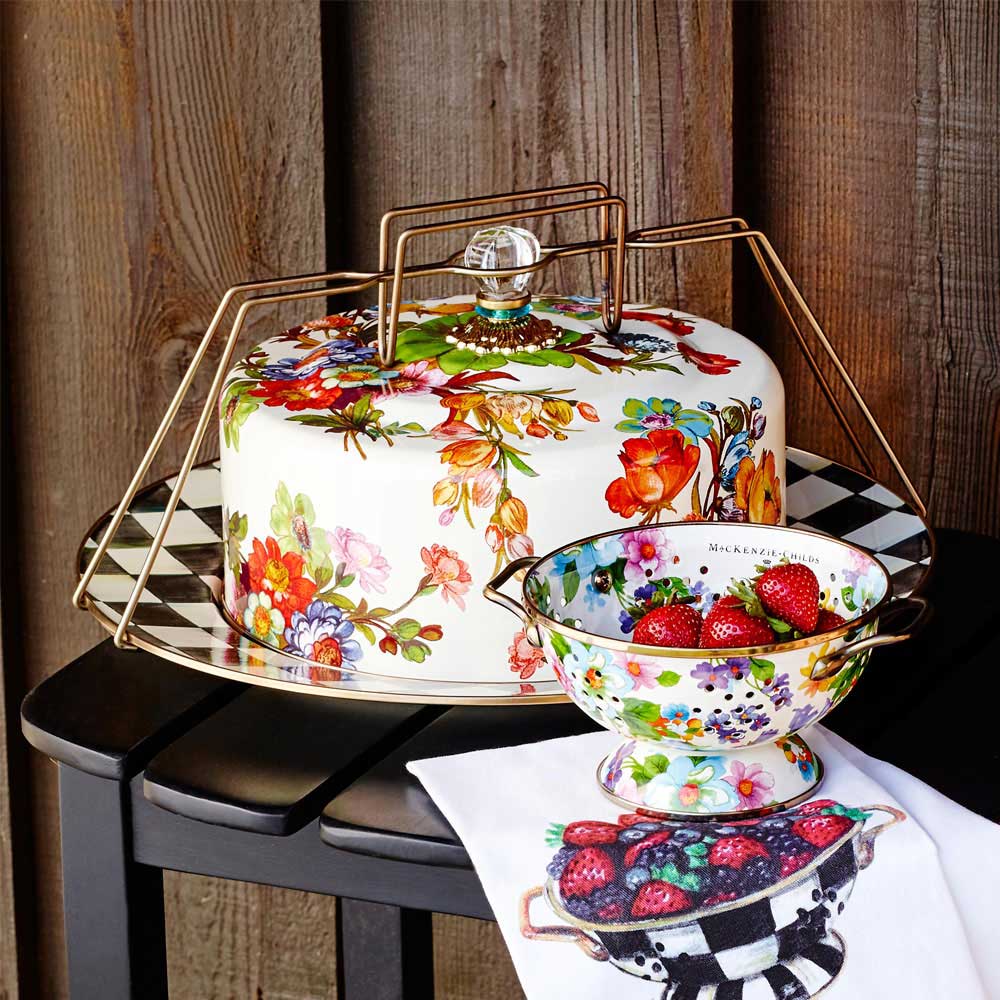 Mackenzie-Childs Flower Market | Cake Carrier, White - David