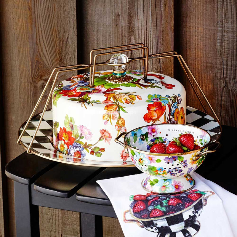Mackenzie-Childs Flower Market Cake Carrier with strawberries