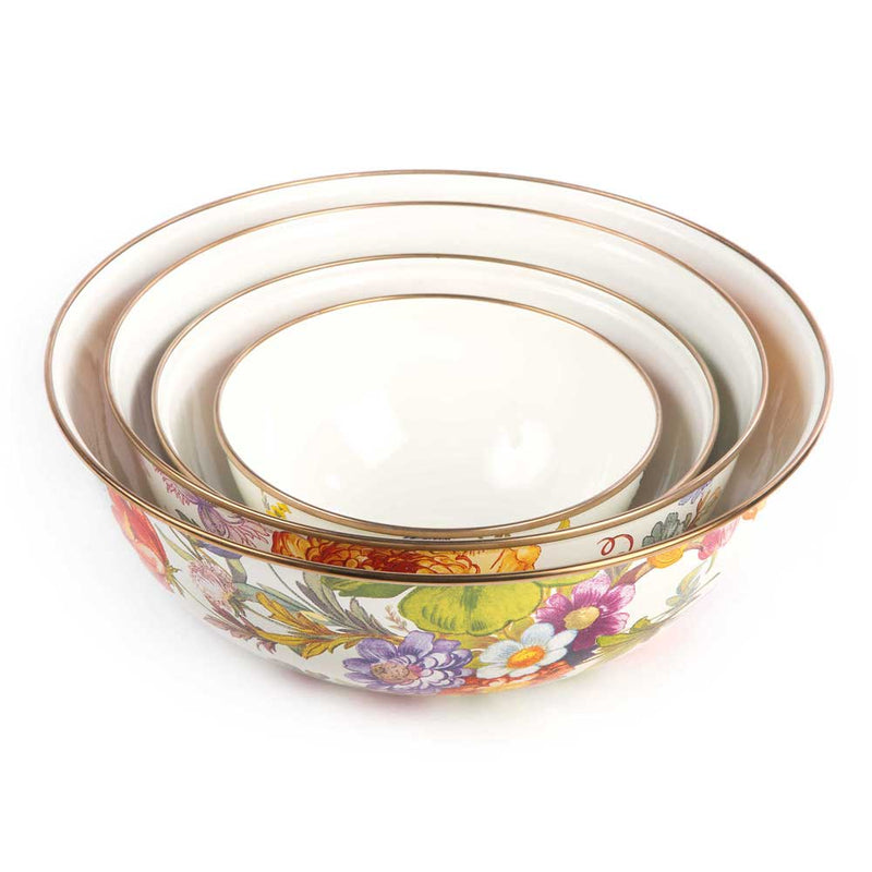 Mackenzie-Childs Flower Market White Everyday Bowls in four sizes