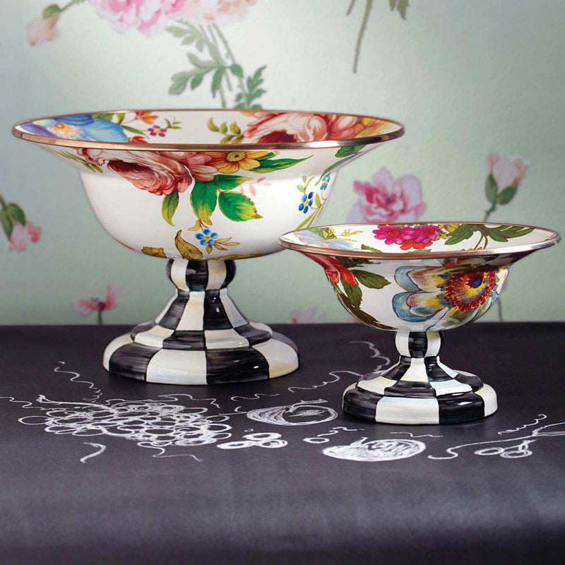 Mackenzie Childs White Flower Market Compote in two sizes