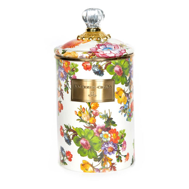 Mackenzie Childs Flower Market Large White Canister