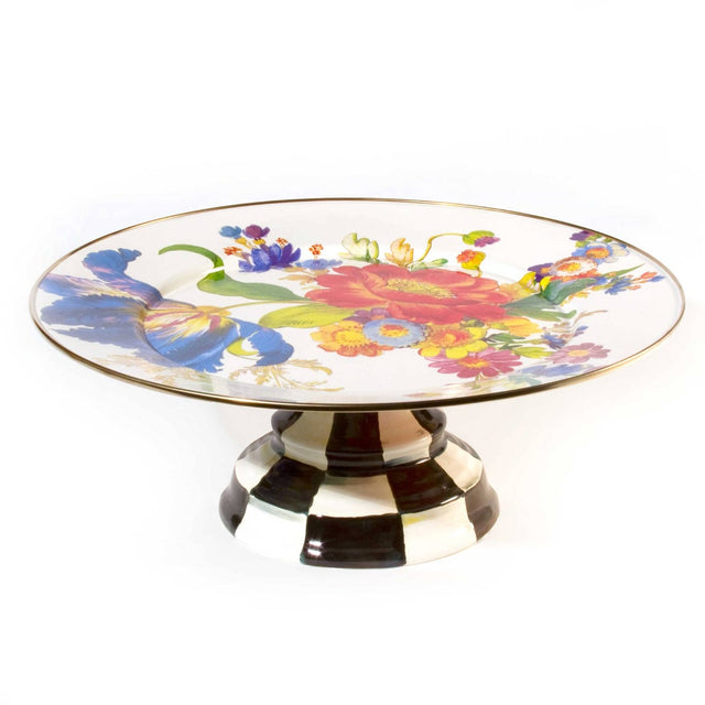 Mackenzie Childs Flower Market Pedestal Platter, White